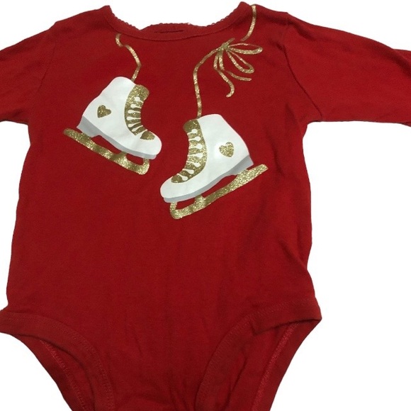 Carters•Gold Sparkle Ice Skates Design Bodysuit - Picture 4 of 7